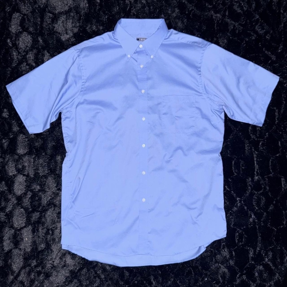 Izod Blue Short Sleeve Button Up Shirt
